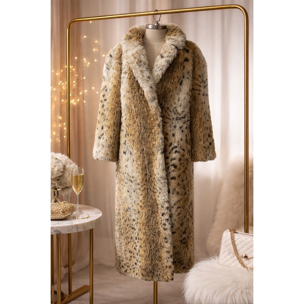 Style VI Ltd Vintage Faux Fur Coat Womens Long Spotted Leopard Print Made in USA